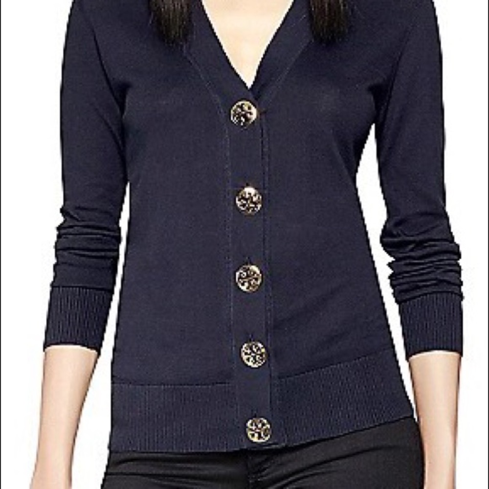 TORY BURCH XL NAVY COTTON SIMONE CARDIGAN